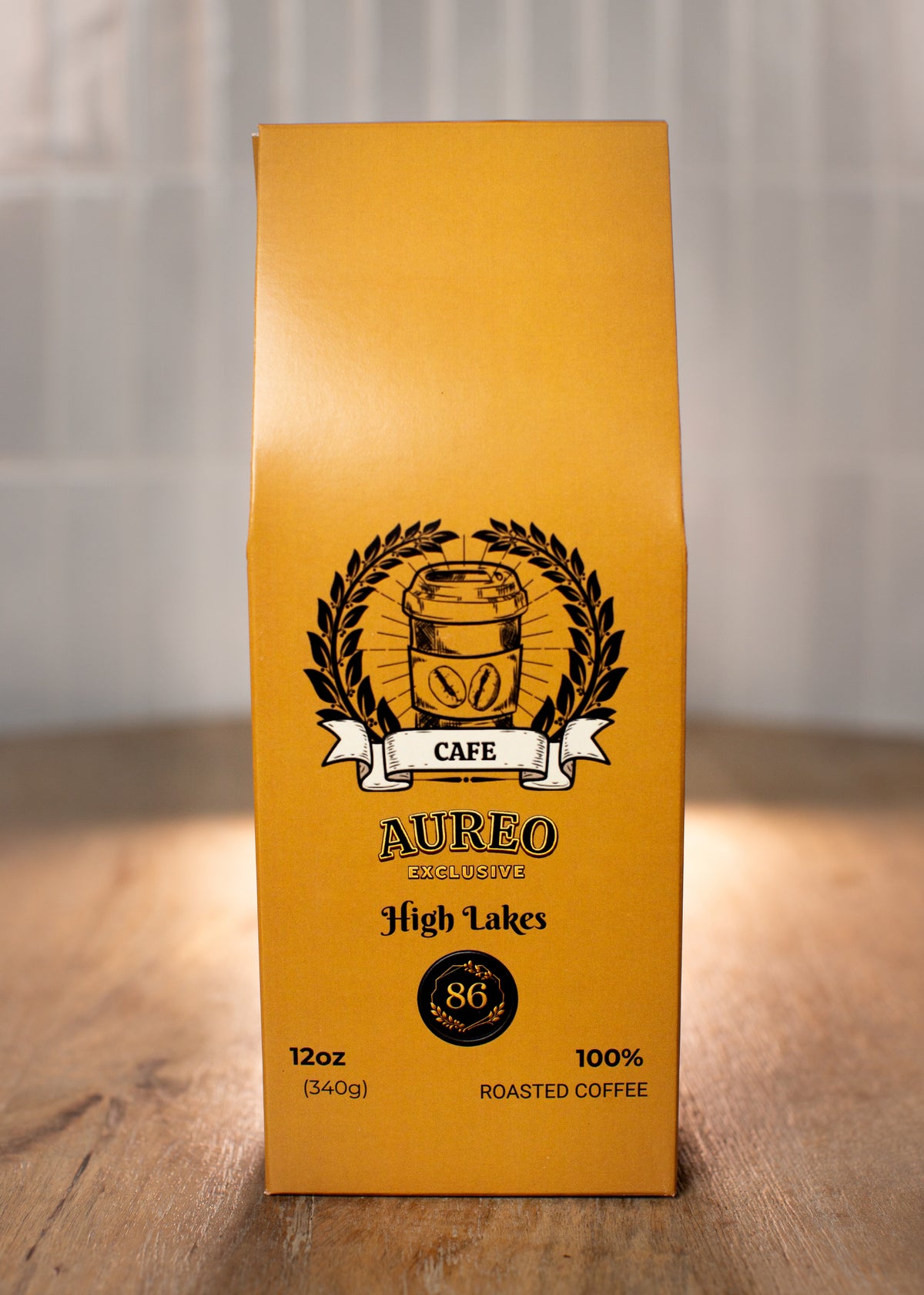 High Lakes – AUREO Café 12 oz coffee bag, front