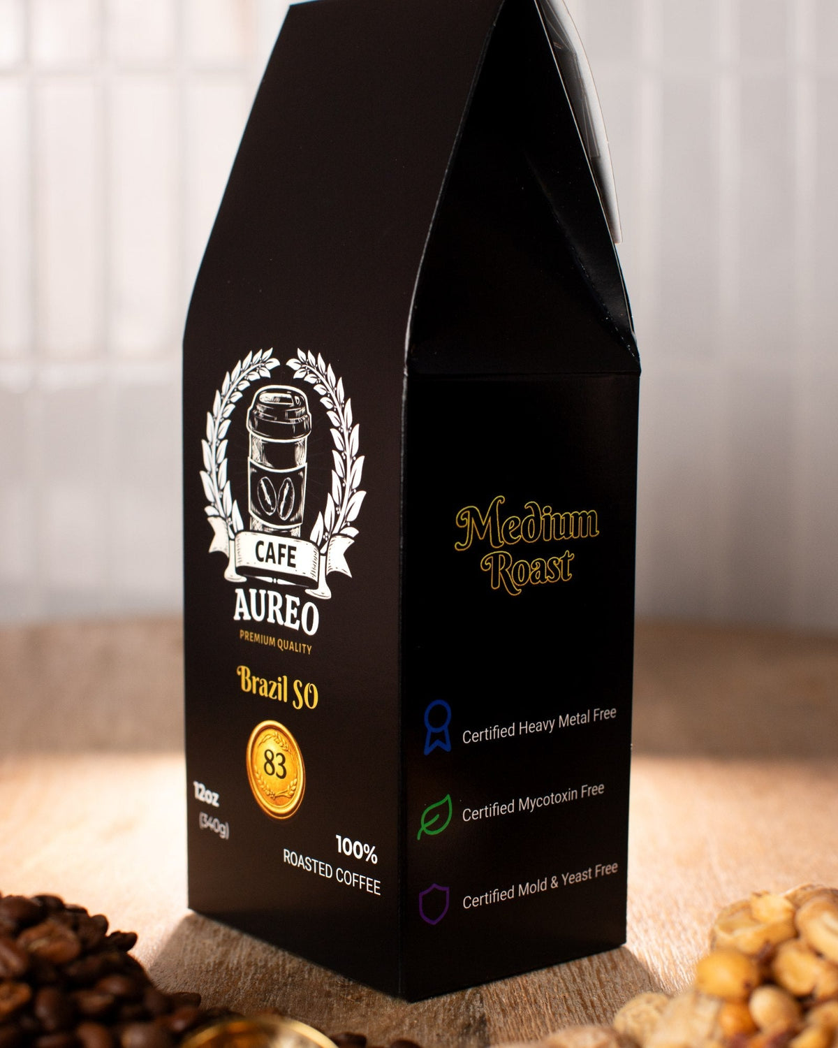 AUREO Brazil SO medium roast with roasted peanuts and coffee beans