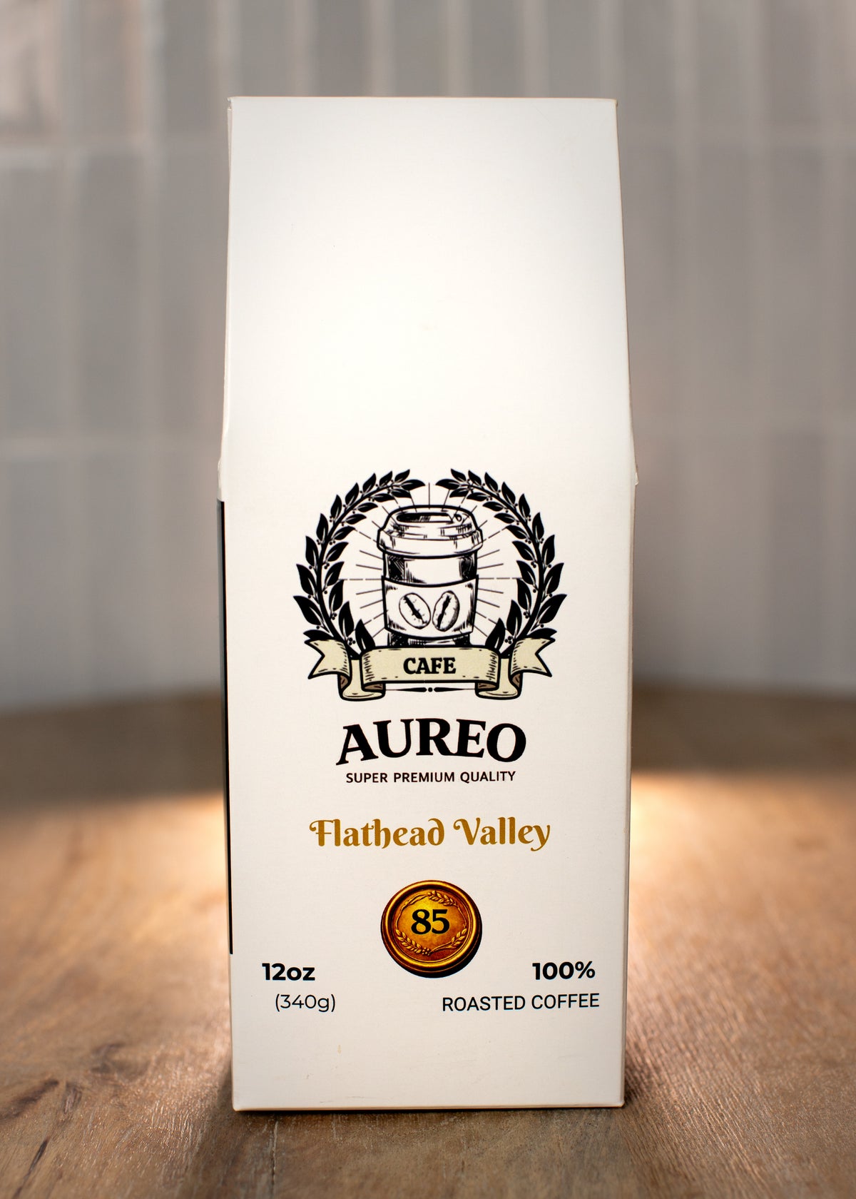 Flathead Valley – AUREO Café 12 oz coffee bag, front